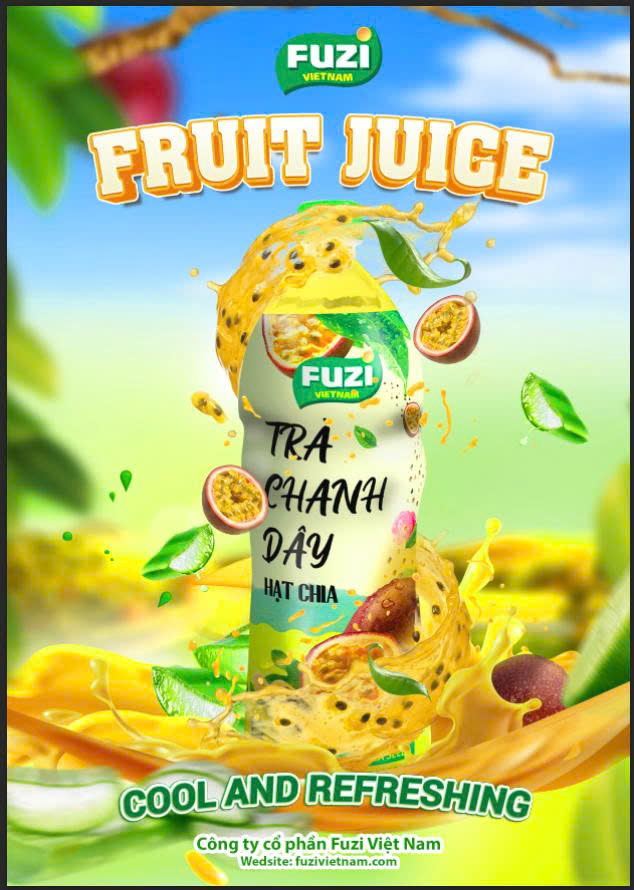 Nước trà vị chanh dây hạt chia fuzi 1.5L